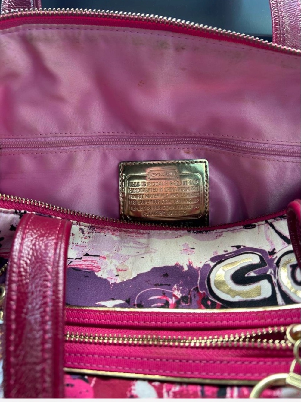 Y2K Coach PINK GRAFFITI GLAM Tote Bag Purse 14987 - Picture 4 of 6
